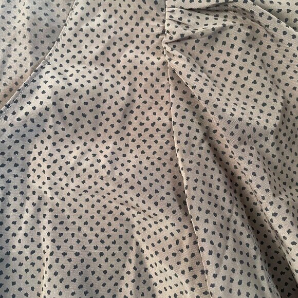 Drew XS Brown Polka Dot Blouse With Long Puff Sleeves - Picture 3 of 7